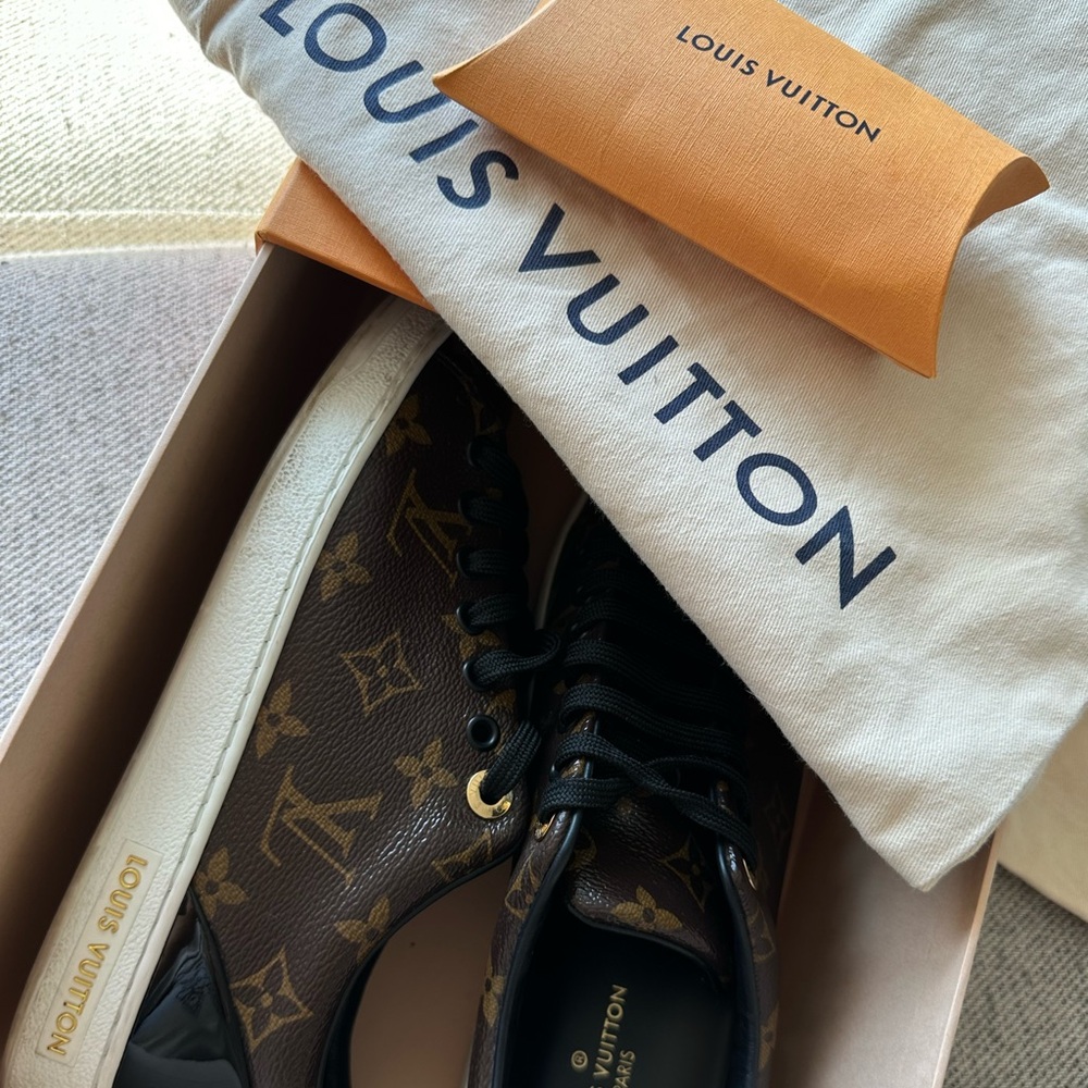 Louis Vuitton Monogram Canvas Patent Leather Front Row Sneakers - Size 38